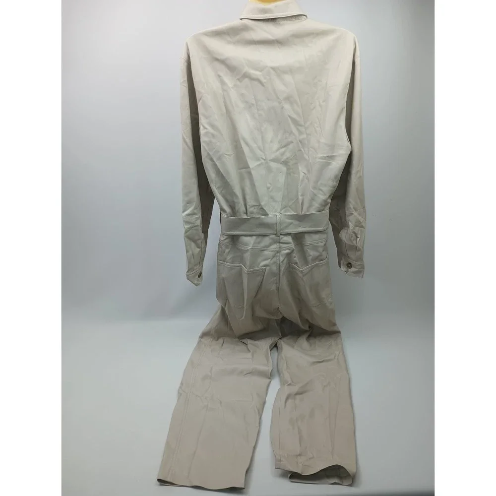 Nanushka Women's Ashton Jumpsuit Vegan Leather Creme Size Medium - Picture 5 of 7